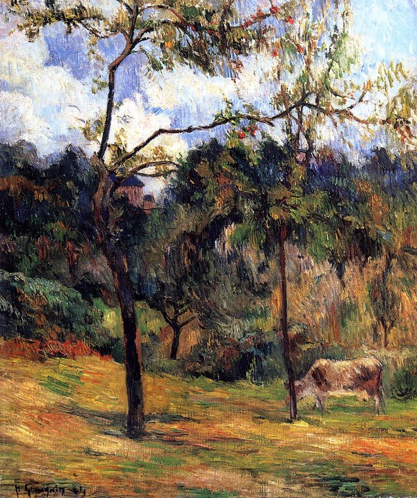 Cow in a Meadow, Rouen - Paul Gauguin Painting